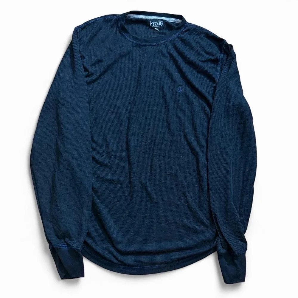 Volcom Waffle Knit Long Sleeve Thermal Size Large Skate Surf Goth Emo
